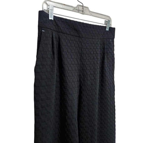 EUC UMGEE WIDE LEG PULL ON TEXTURED BLACK PANTS TROUSERS SZ L - Picture 4 of 8